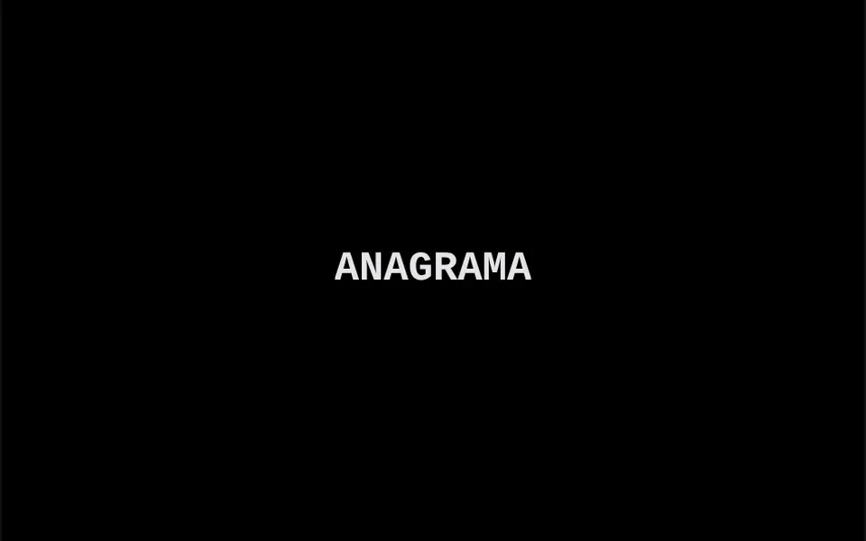 Anagrama: An uppercase word that scrambles its letters on hover and settles back in under a second.
