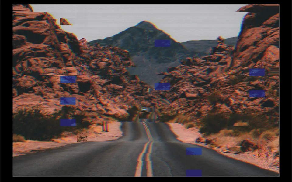 Chuvisco: A imagem treme, se parte em faixas e separa as cores como um sinal de TV com defeito.
