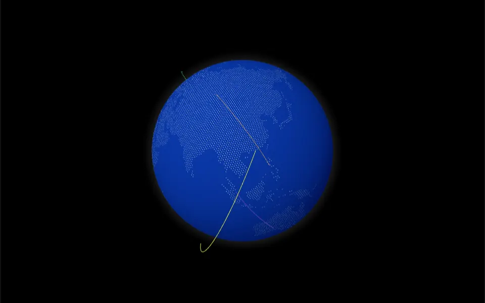 Colmeia: Globo azul com países feitos de hexágonos e arcos coloridos que cruzam o planeta, no estilo do GitHub.