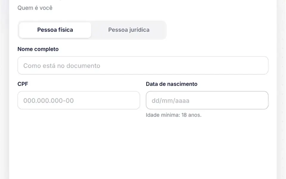 Despachante: A multi-step sign-up form that formats and checks Brazilian CPF, CNPJ, phone, CEP and password as people type.