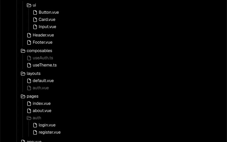 Gaveteiro: Lista de pastas e arquivos que abre e fecha com um clique, como o explorador de um editor de código.