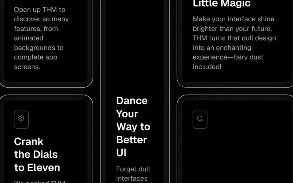 Glowing Effect: Quando o mouse chega perto de um card, um arco de luz colorida acende na borda e gira para apontar o cursor.