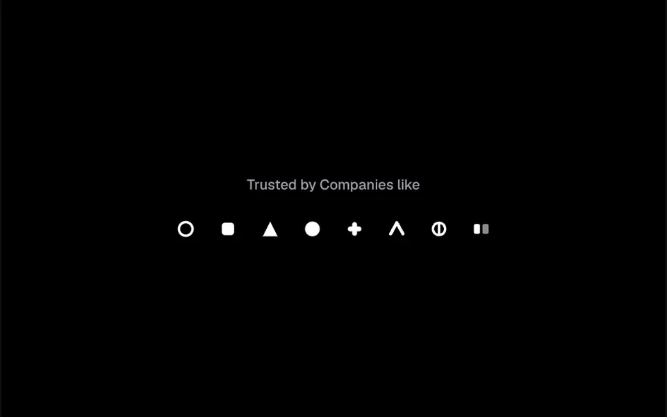 Animated Logo Cloud: Uma faixa com os logos dos seus clientes passando devagar, numa cor só, abaixo de um título curto.