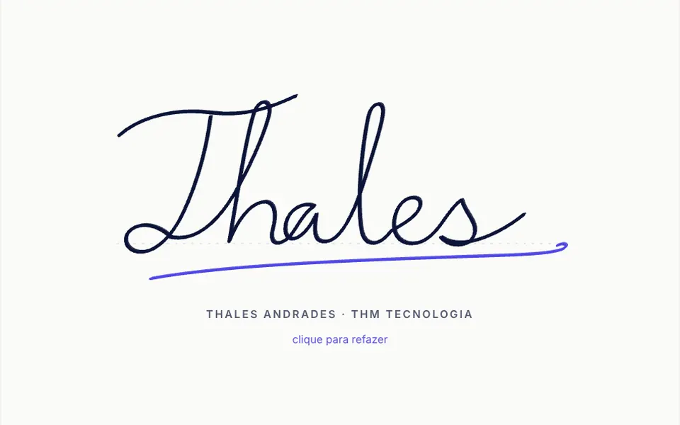 Rubrica: A calligraphic signature that appears stroke by stroke, as if an invisible pen were writing on the screen.